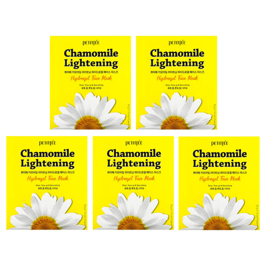 Petitfee, Chamomile Lightening Hydrogel Beauty Face Mask, 5 Sheets, 1.12 oz (32 g) Each - Image 1