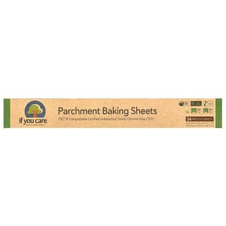 Eco-Friendly Parchment Baking Sheets, 24 Pre-Cut Sheets, 200 sq in, Unbleached &