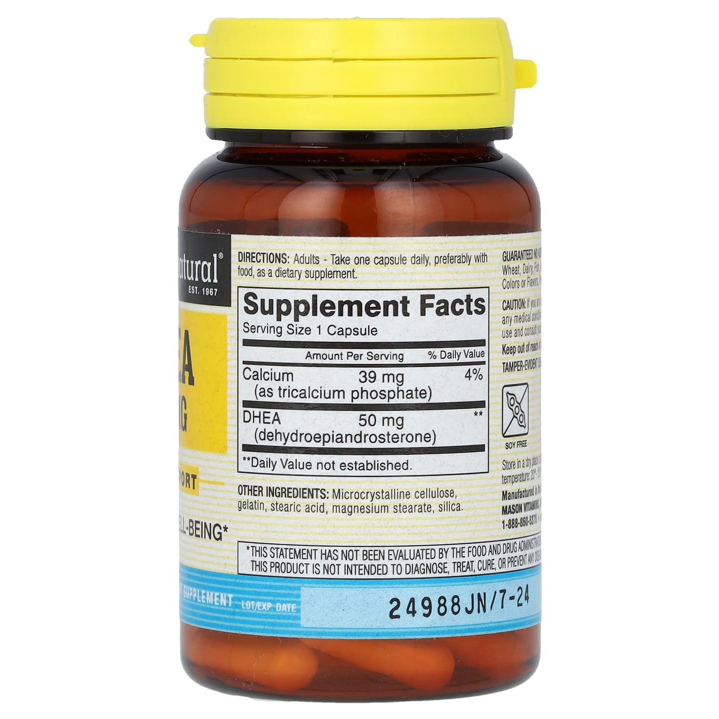 Mason Natural, DHEA, 50 mg, 30 Capsules - Image 2