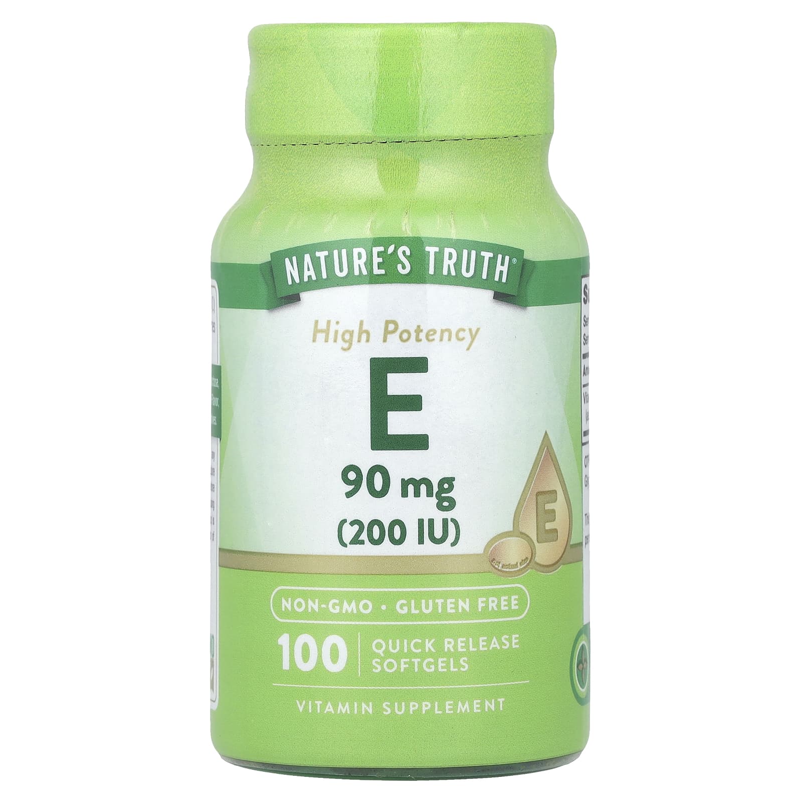 Nature's Truth, Vitamin E, High Potency, 90 mg (200 IU), 100 Quick Release Softgels - Image 1