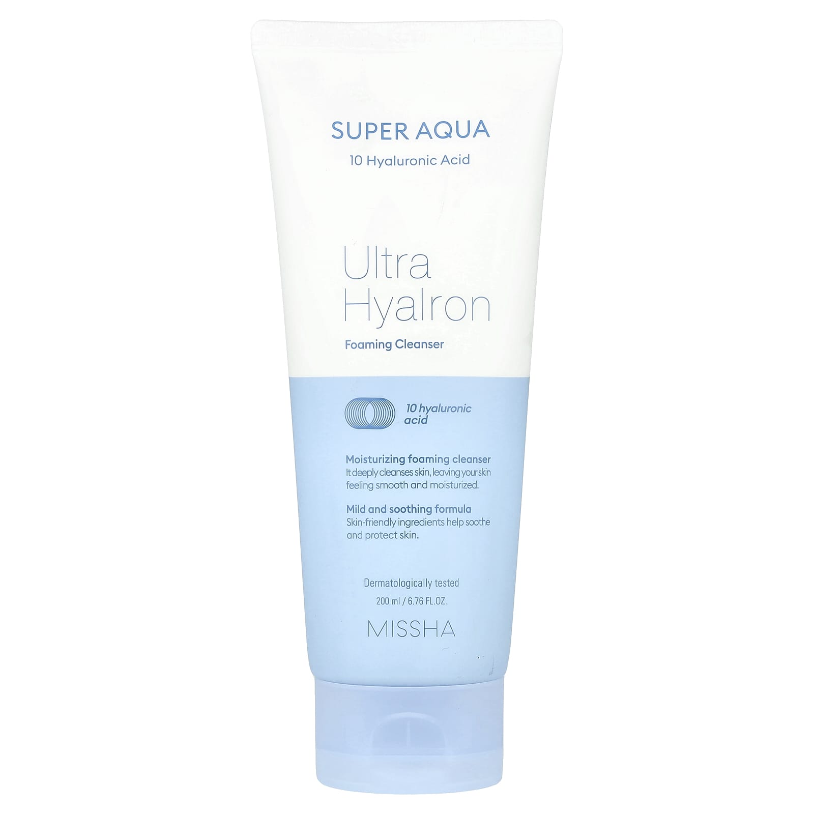 Missha, Super Aqua, Ultra Hyalron Foaming Cleanser, 6.76 fl oz (200 ml) - Image 1