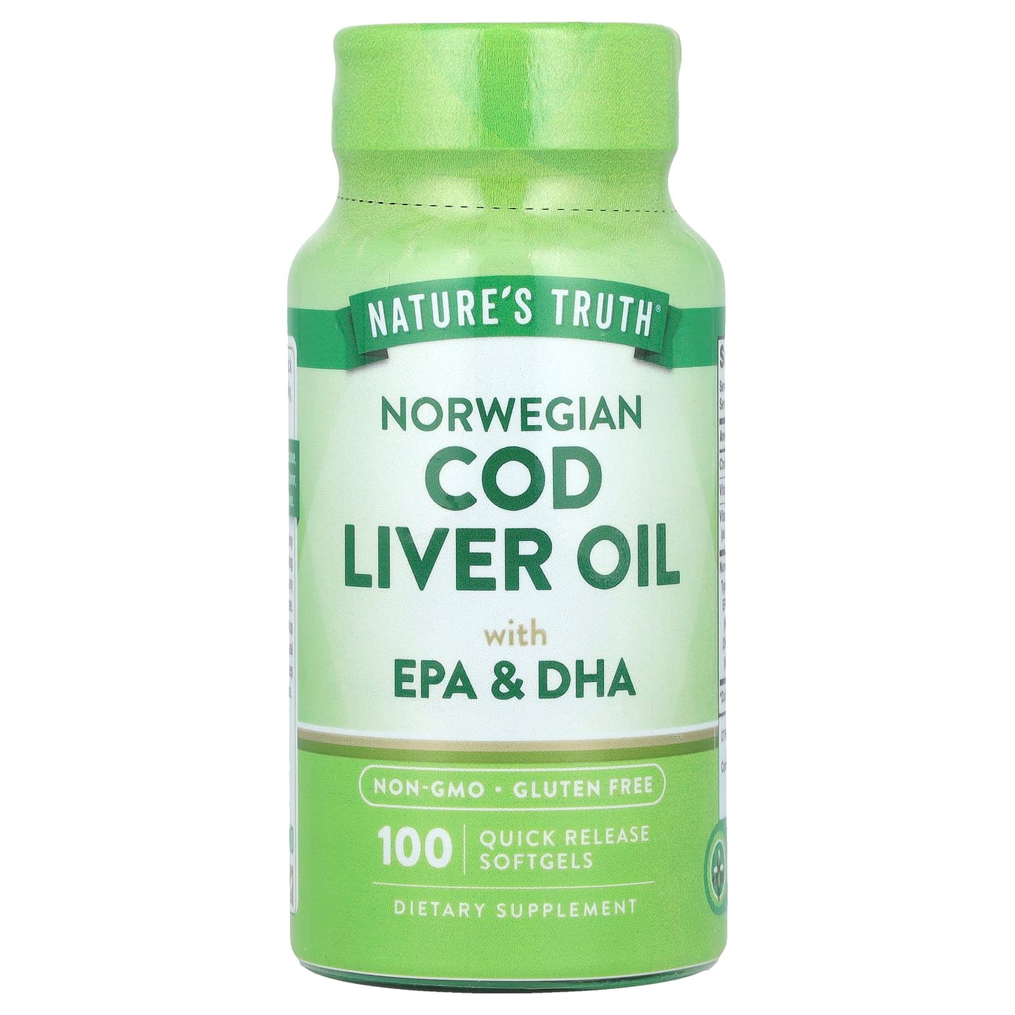 Nature's Truth, Norwegian Cod Liver Oil with EPA & DHA, 100 Quick Release Softgels - Image 1