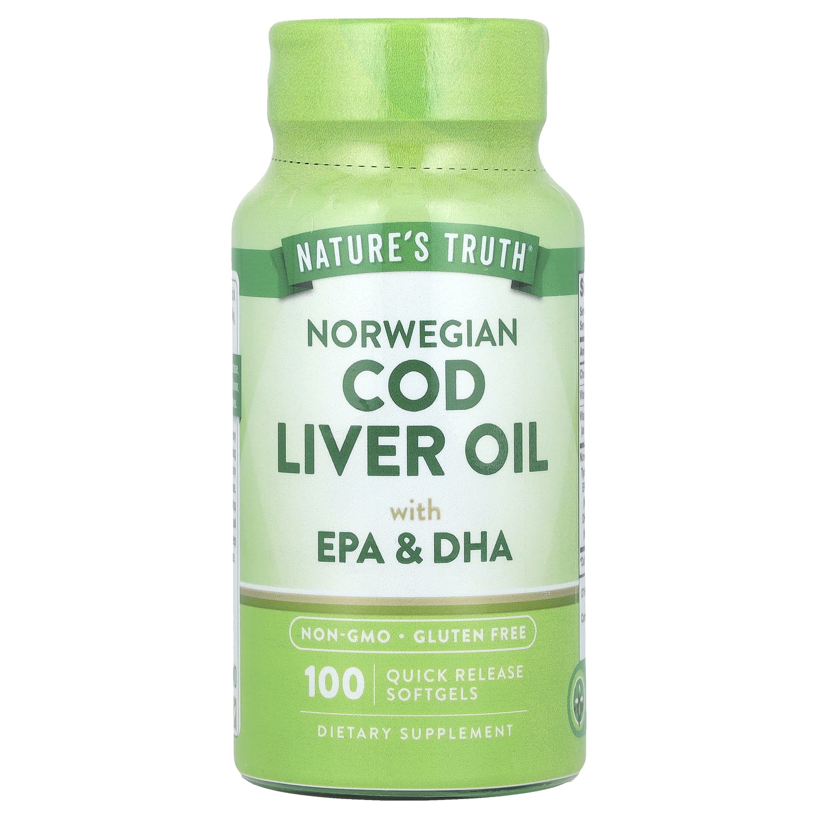 Nature's Truth, Norwegian Cod Liver Oil with EPA & DHA, 100 Quick Release Softgels - Image 1
