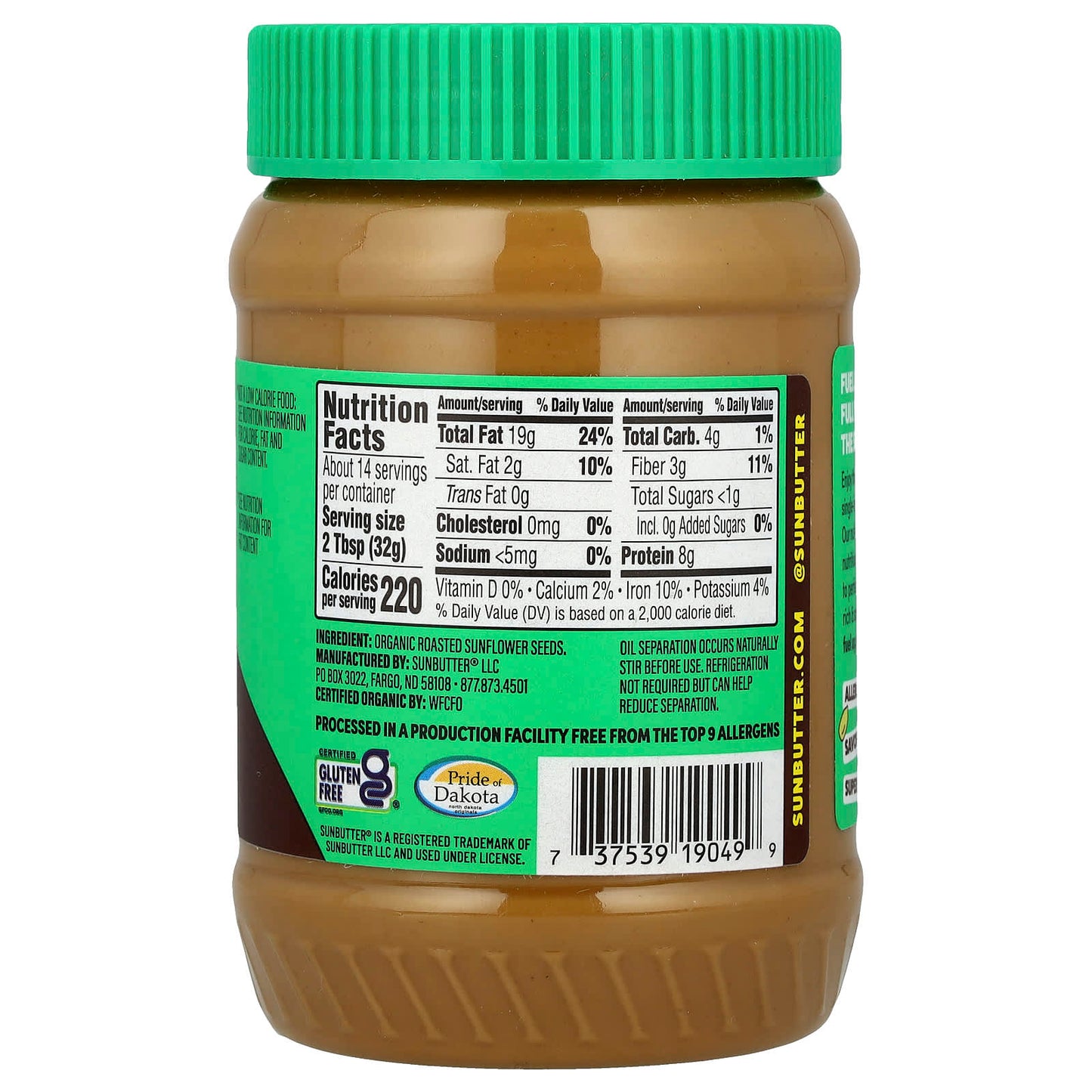 SunButter, Organic Sunflower Seed Butter, 16 oz (454 g) - Image 2