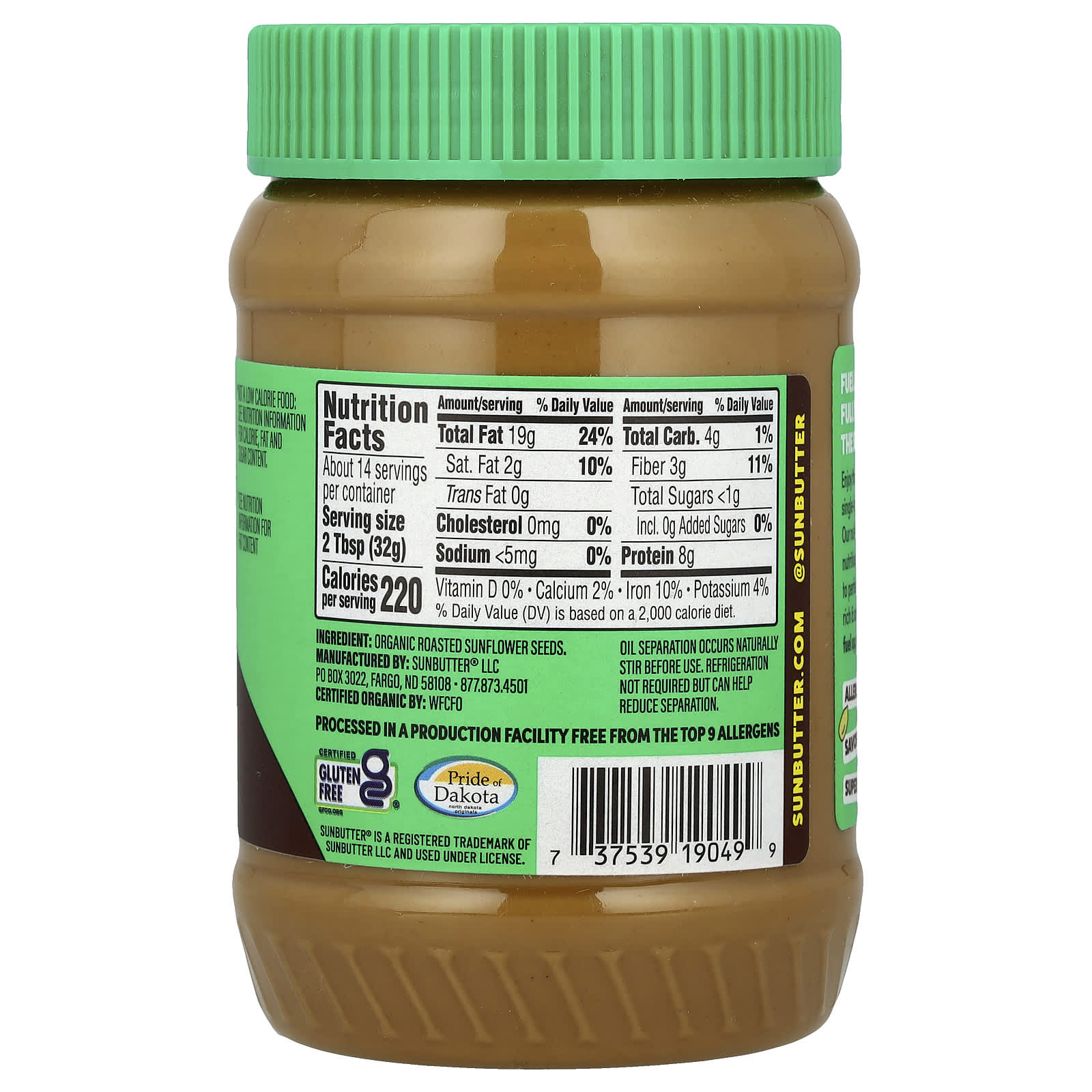 SunButter, Organic Sunflower Seed Butter, 16 oz (454 g) - Image 2