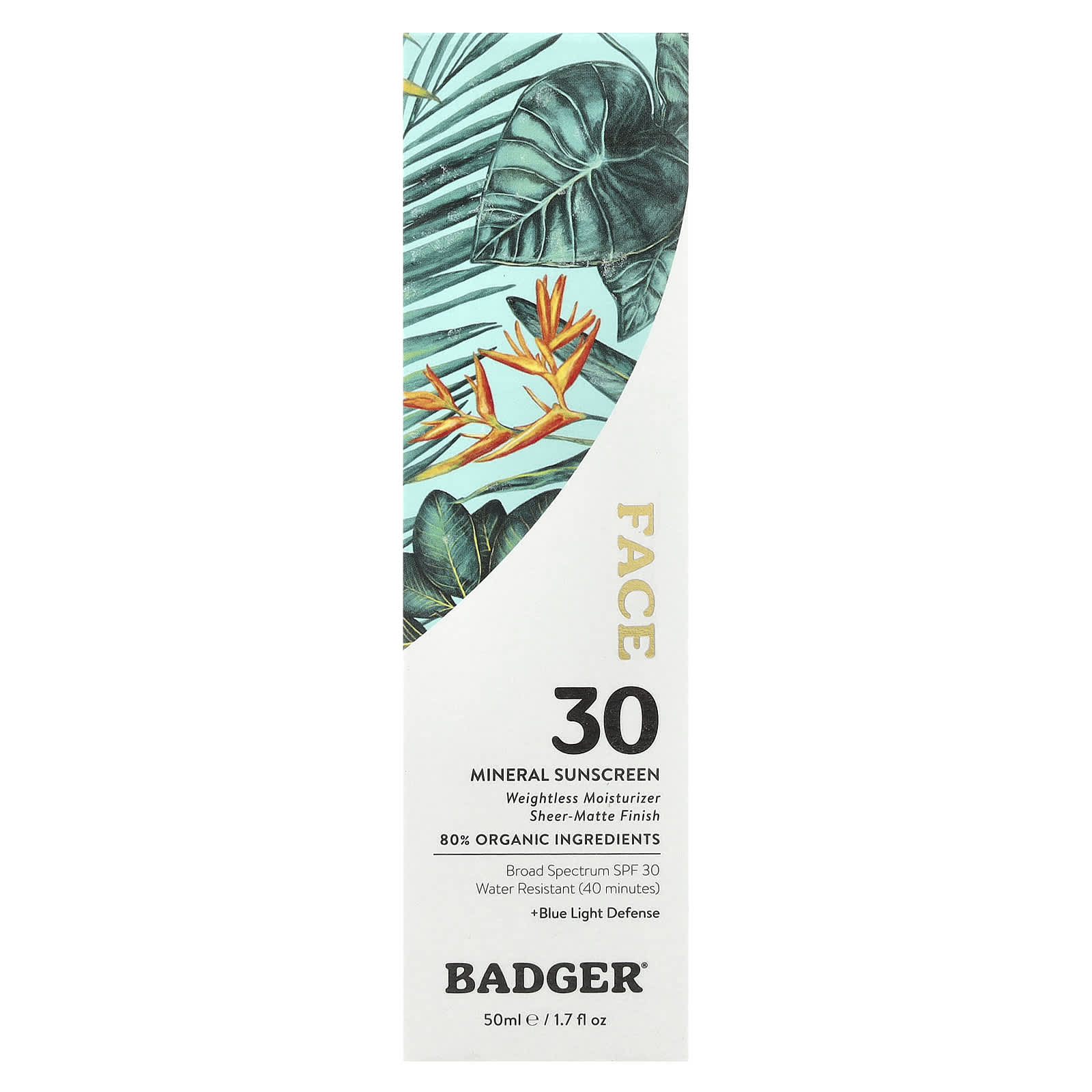Badger Face Mineral Sunscreen, SPF 30, Water Resistant - Image 2