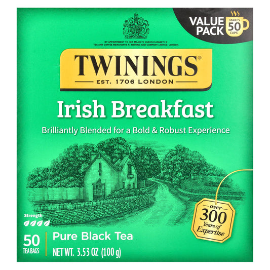 Twinings, Pure Black Tea, Irish Breakfast, 50 Tea Bags, 3.53 oz (100 g) - Image 1