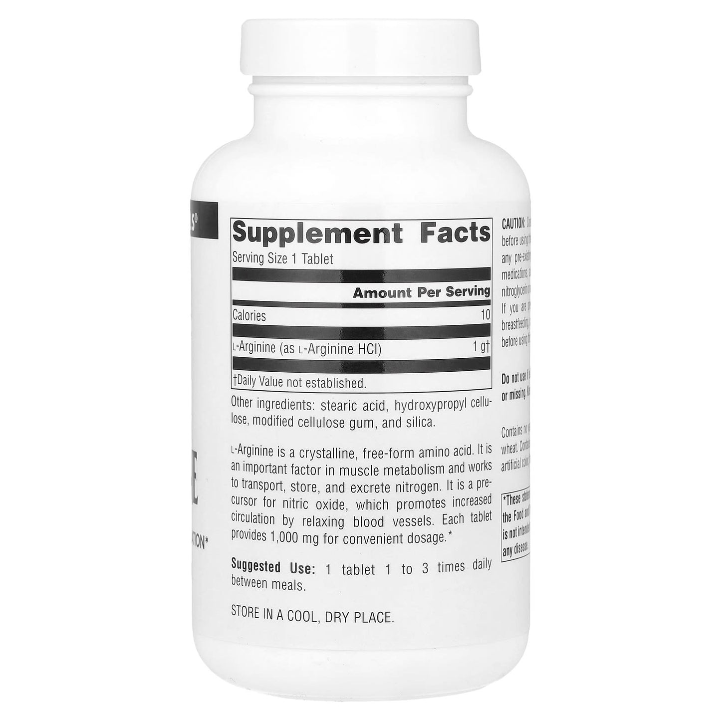 Source Naturals, L-Arginine, Free Form, 1,000 mg, 100 Tablets - Image 2