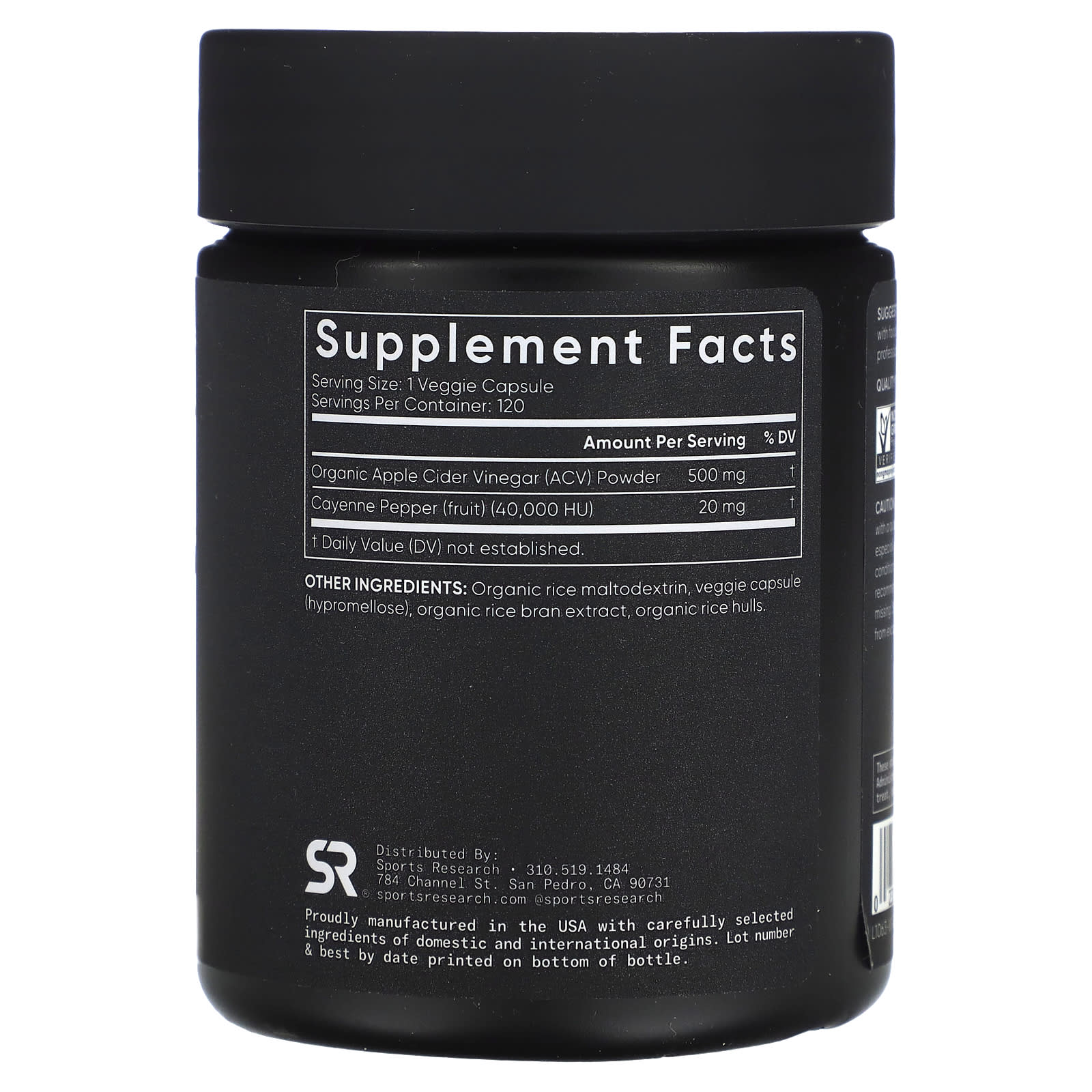 Sports Research, Apple Cider Vinegar, 120 Veggie Capsules - Image 2