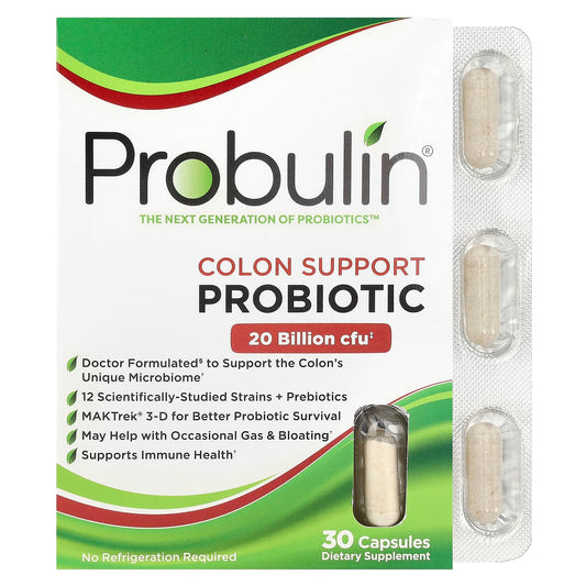 Probulin, Colon Support Probiotic, 20 Billion CFU, 30 Capsules - Image 1