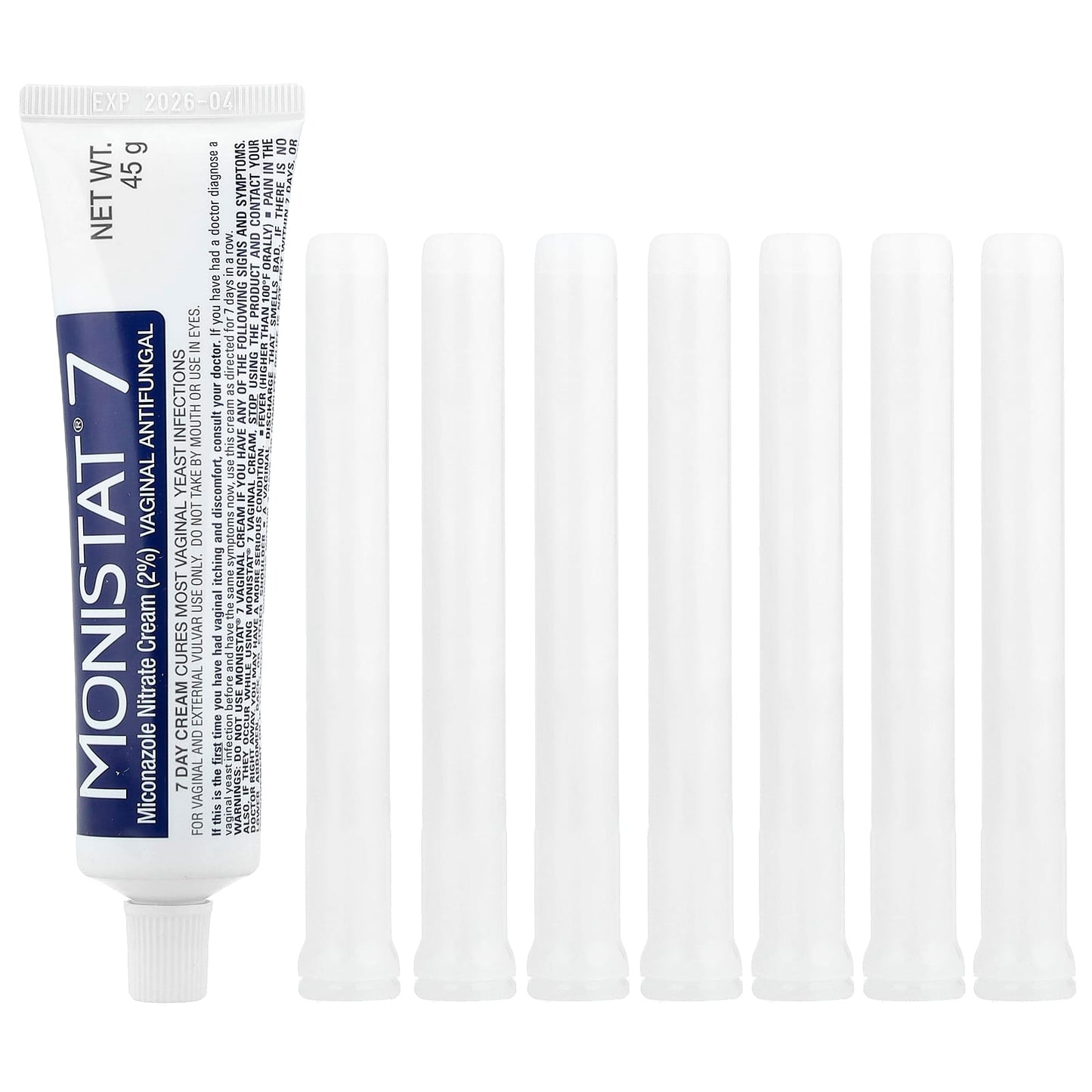 Monistat, 7-Day Treatment Cream, 7 Disposable Applicators + 1.59 oz (45 g) Tube - Image 1