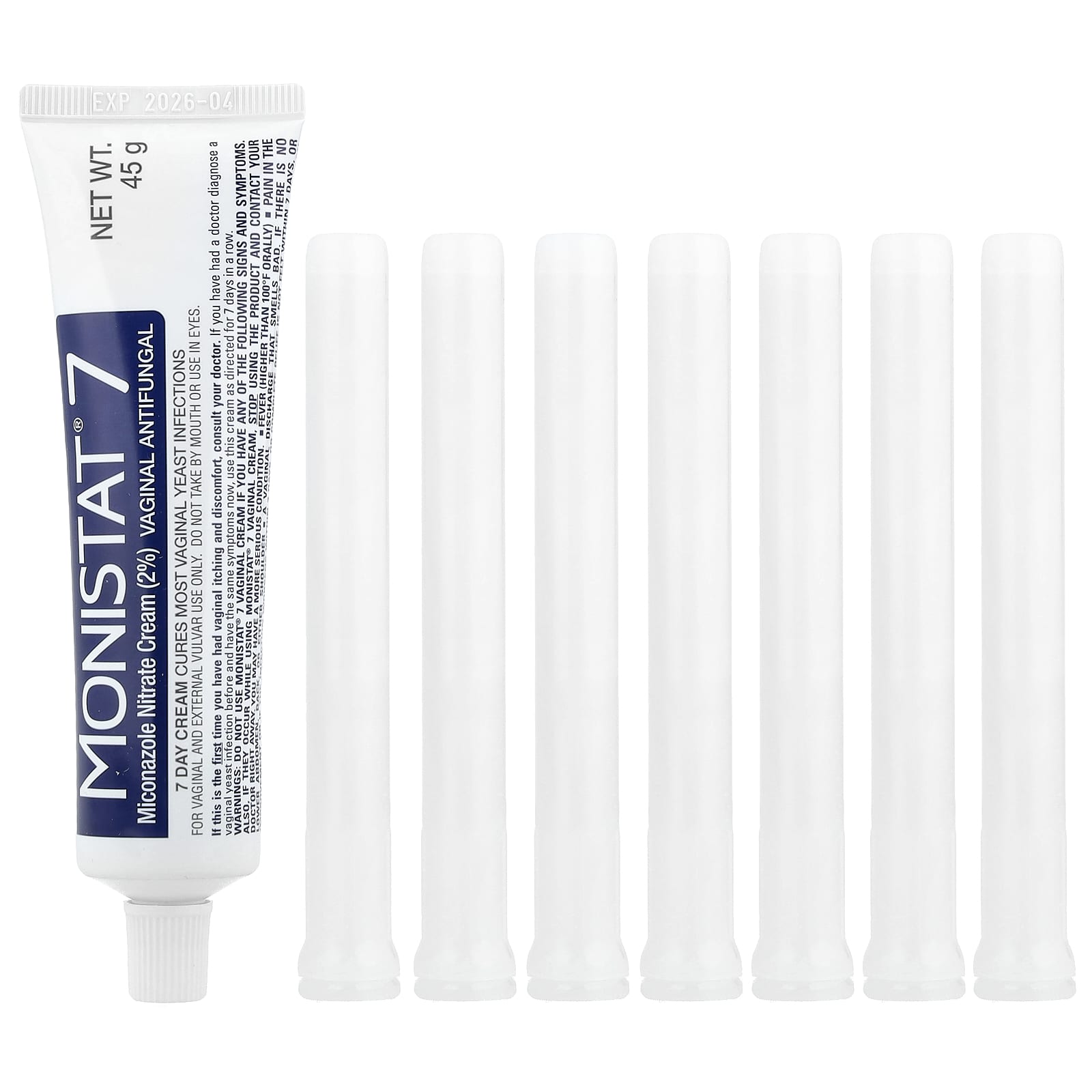 Monistat, 7-Day Treatment Cream, 7 Disposable Applicators + 1.59 oz (45 g) Tube - Image 1