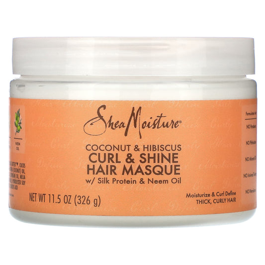 SheaMoisture, Curl & Shine Hair Masque, Coconut & Hibiscus, 11.5 oz (326 g) - Image 1