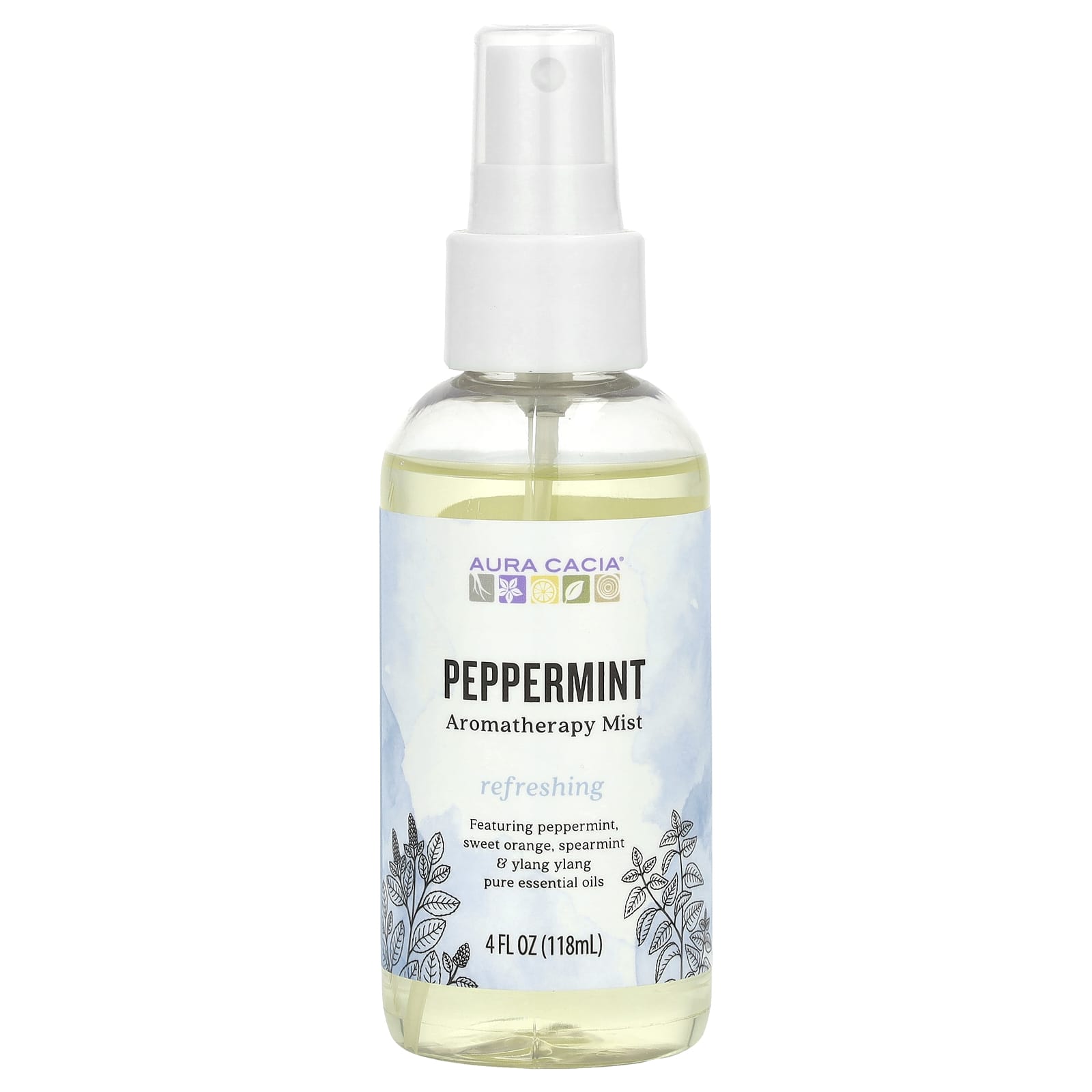 Aura Cacia Peppermint Aromatherapy Mist, 4 fl oz (118 ml) - Image 1