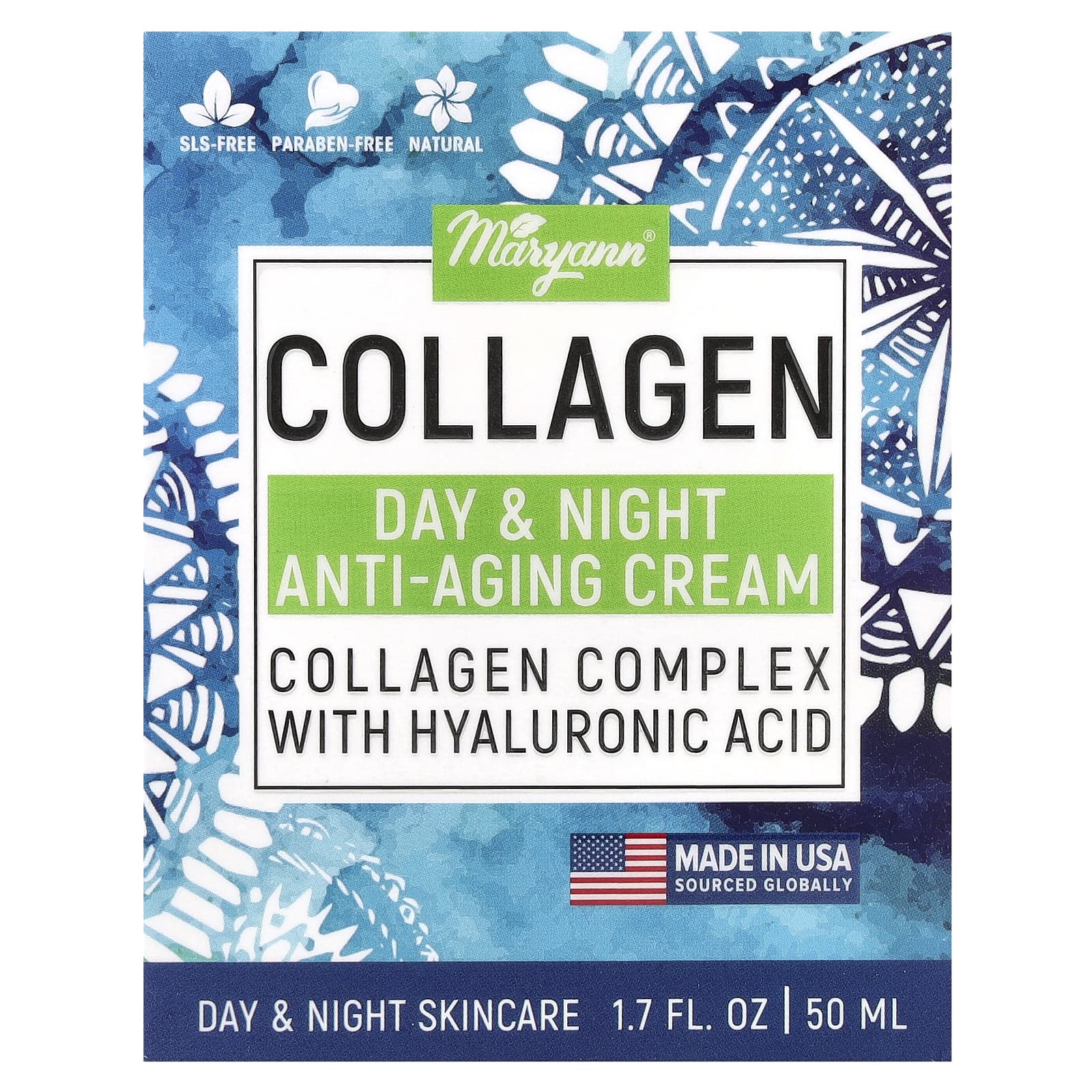 MaryAnn Organics, Collagen Day & Night Anti-Aging Cream, For All Skin Types, 1.7 fl oz (50 ml) - Image 2