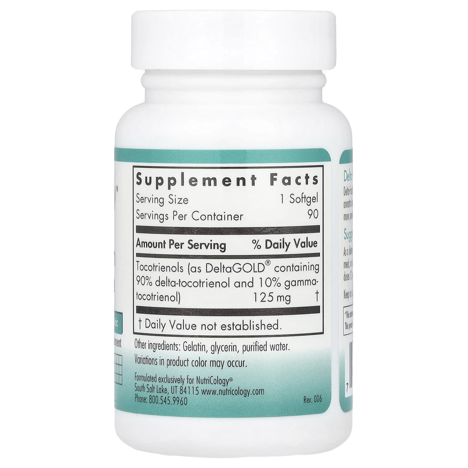 Nutricology, Delta-Fraction Tocotrienols, 125 mg, 90 Softgels - Image 2