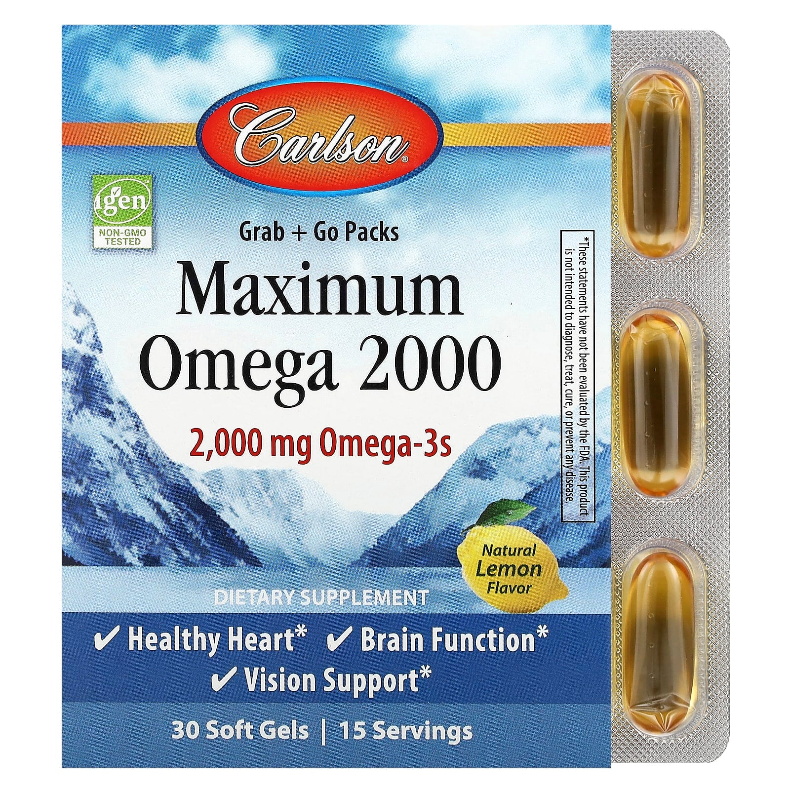 Carlson Maximum Omega 2000 Natural Lemon Soft Gels 1,000mg - Image 1
