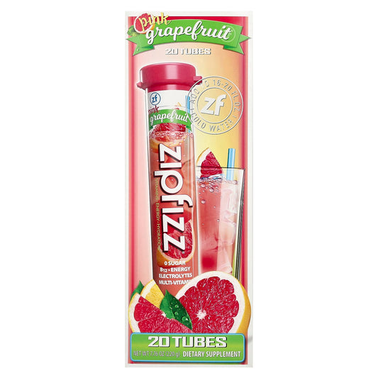 Zipfizz, Energy Drink Mix, Pink Grapefruit, 20 Tubes, 0.39 oz (11 g) Each - Image 1