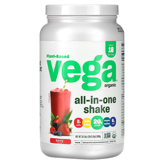 Vega, Organic, All-In-One Shake, Berry, 24.3 oz (688 g) - Image 1