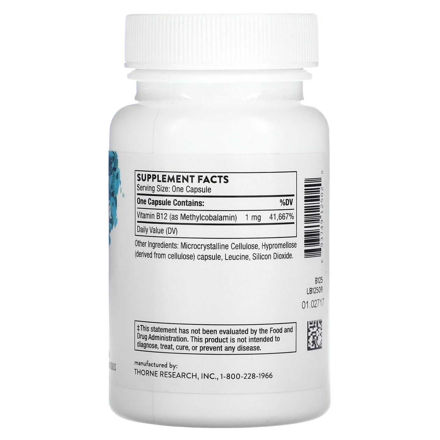 Thorne, Vitamin B12 as Methylcobalamin, 60 Capsules (1 mg per Capsule) - Image 2