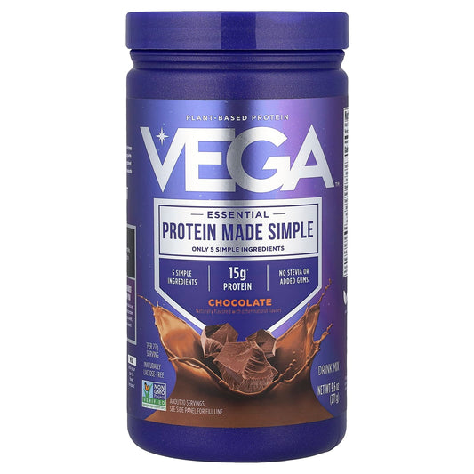 Vega, Plant-Based Protein, Essential Made Simple, Chocolate, 9.6 oz (271 g) - Image 1
