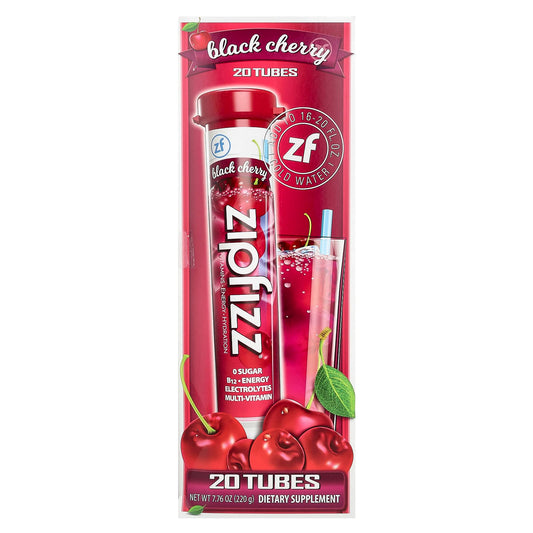 Zipfizz, Energy Drink Mix, Black Cherry, 20 Tubes, 0.39 oz (11 g) Each - Image 1