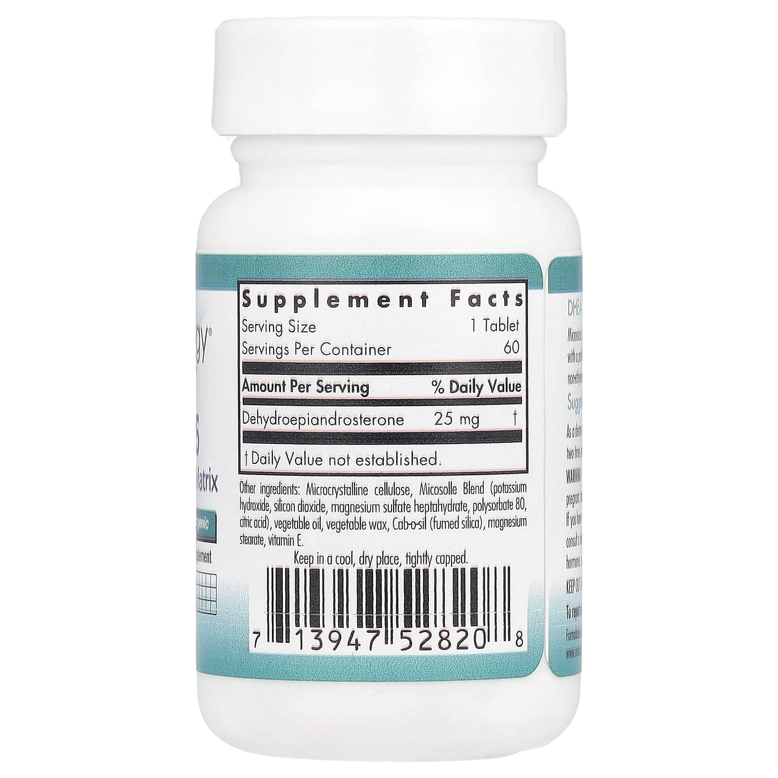 Nutricology, DHEA 25, 25 mg, 60 Scored Tablets - Image 2