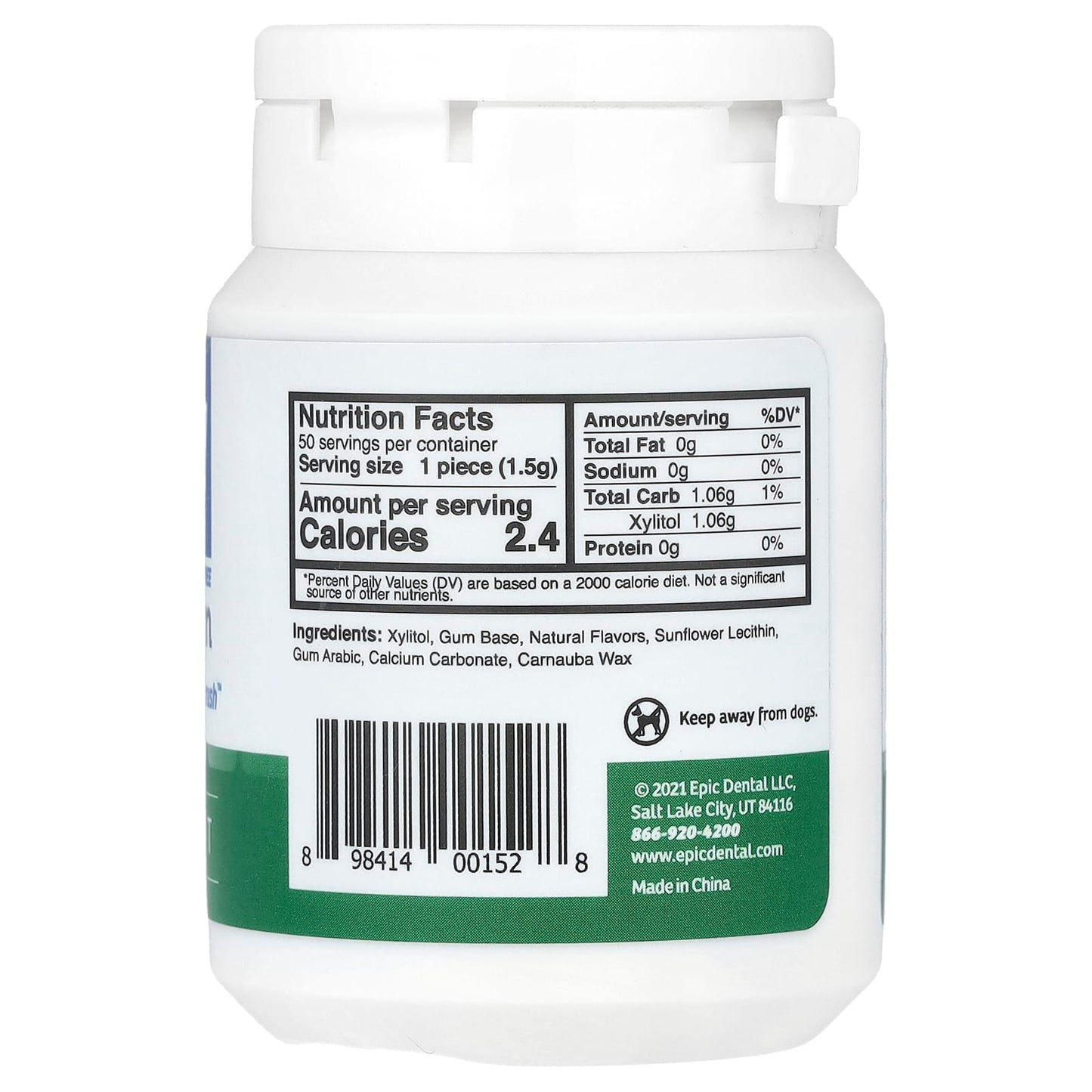Epic Spearmint Xylitol Gum, 50 Pieces - Sugar Free & Non GMO - Image 2