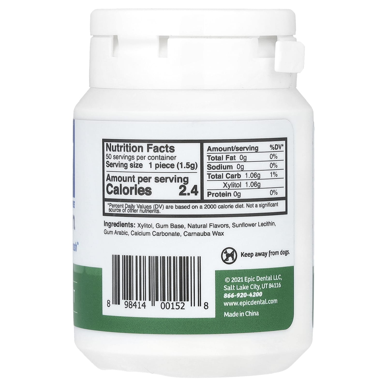 Epic Spearmint Xylitol Gum, 50 Pieces - Sugar Free & Non GMO - Image 2