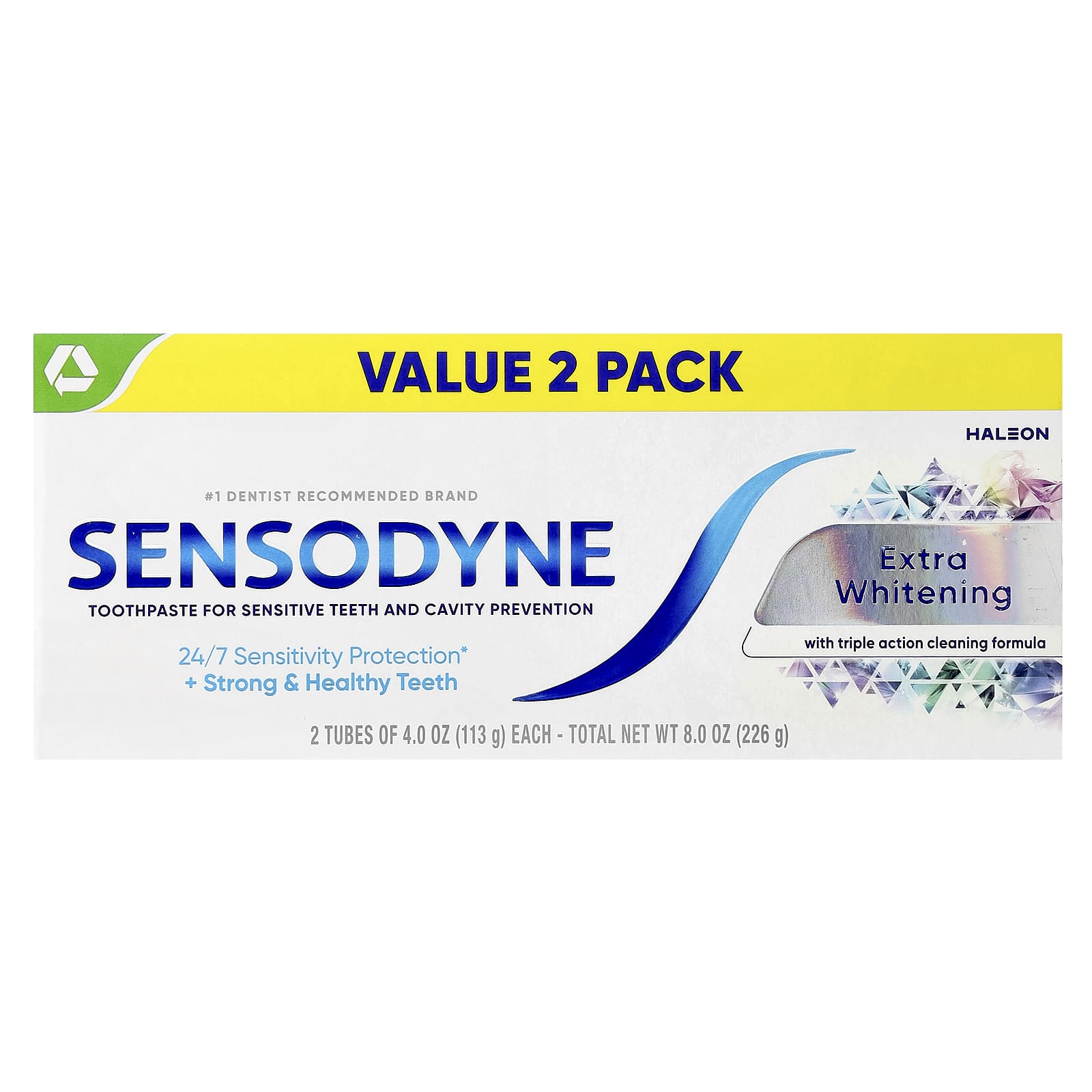 Sensodyne, Extra Whitening Toothpaste, Twin Pack, 2 Tubes, 4 oz (113 g) Each - Image 2