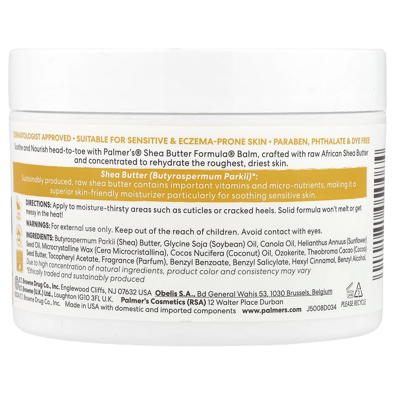 Palmer's, Shea Butter Formula® with Vitamin E, Raw Shea Nourish, Body Balm, 7.25 oz (200 g) - Image 2