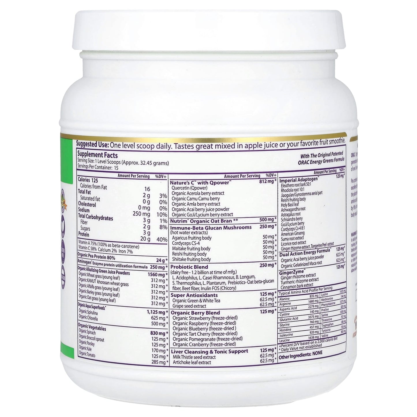 Paradise Herbs, Protein & Greens, Original Unflavored, 16 oz (454 g) - Image 2