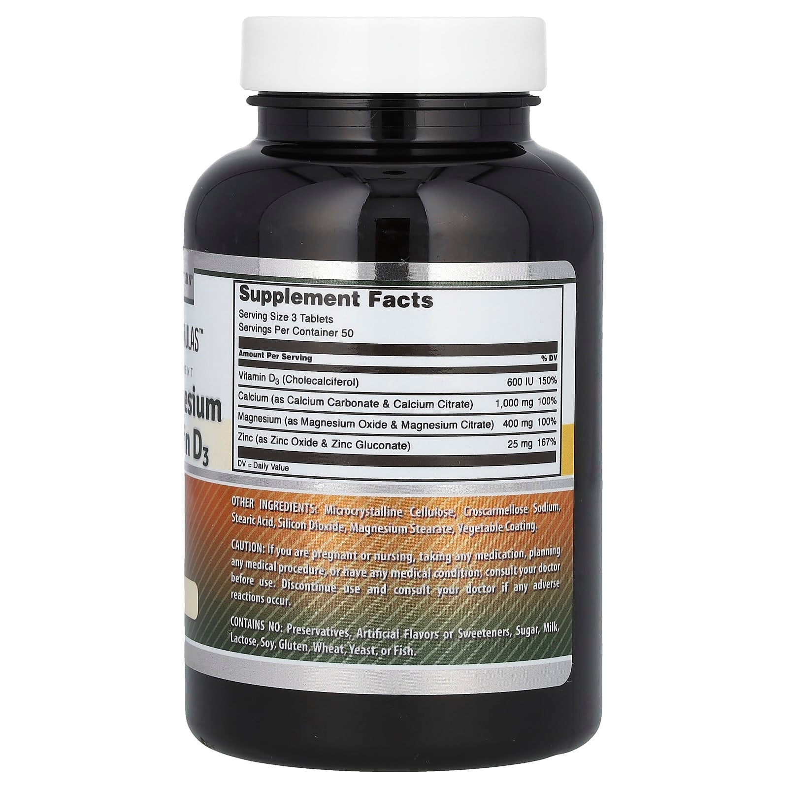 Calcium Magnesium Zinc &amp; Vitamin D3 Supplement - 150 Tablets - Image 2