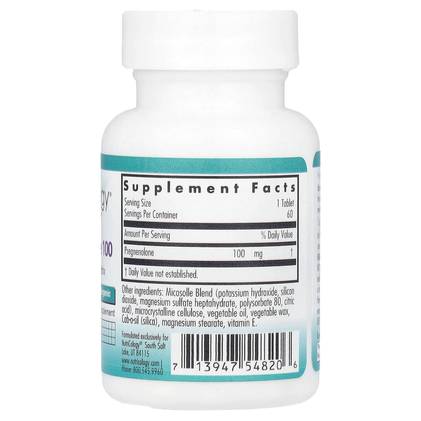 Nutricology, Pregnenolone 100, 100 mg, 60 Scored Tablets - Image 2