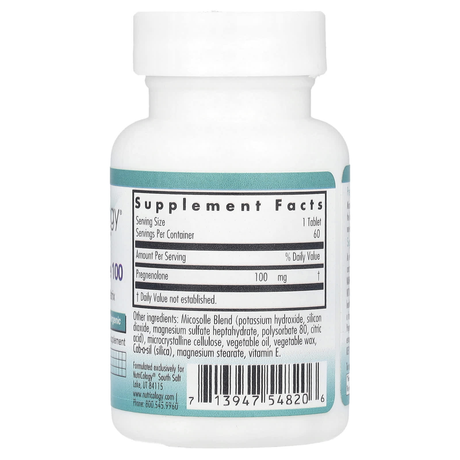 Nutricology, Pregnenolone 100, 100 mg, 60 Scored Tablets - Image 2