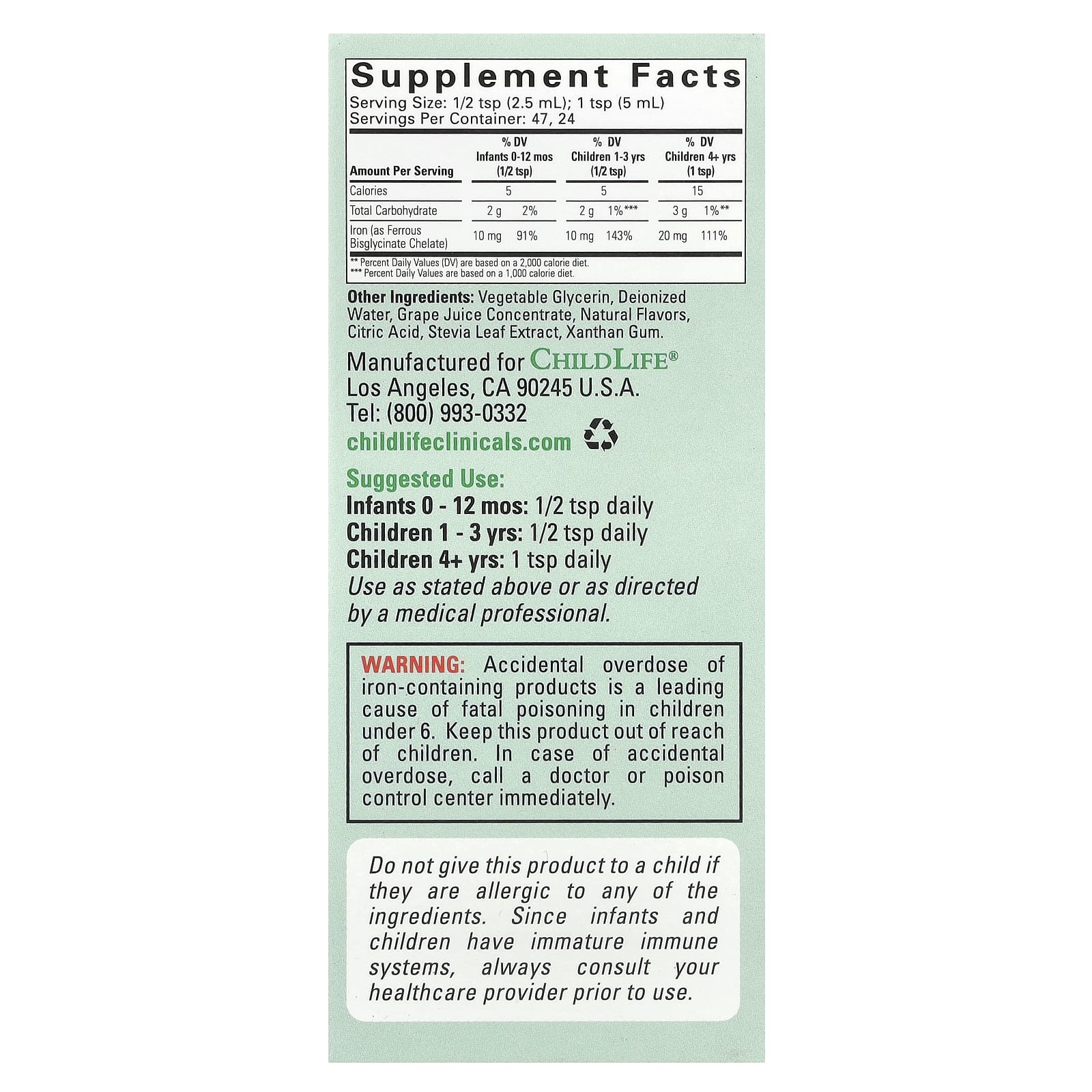 ChildLife Clinicals, Liquid Iron, Natural Berry, 4 fl oz (118 ml)