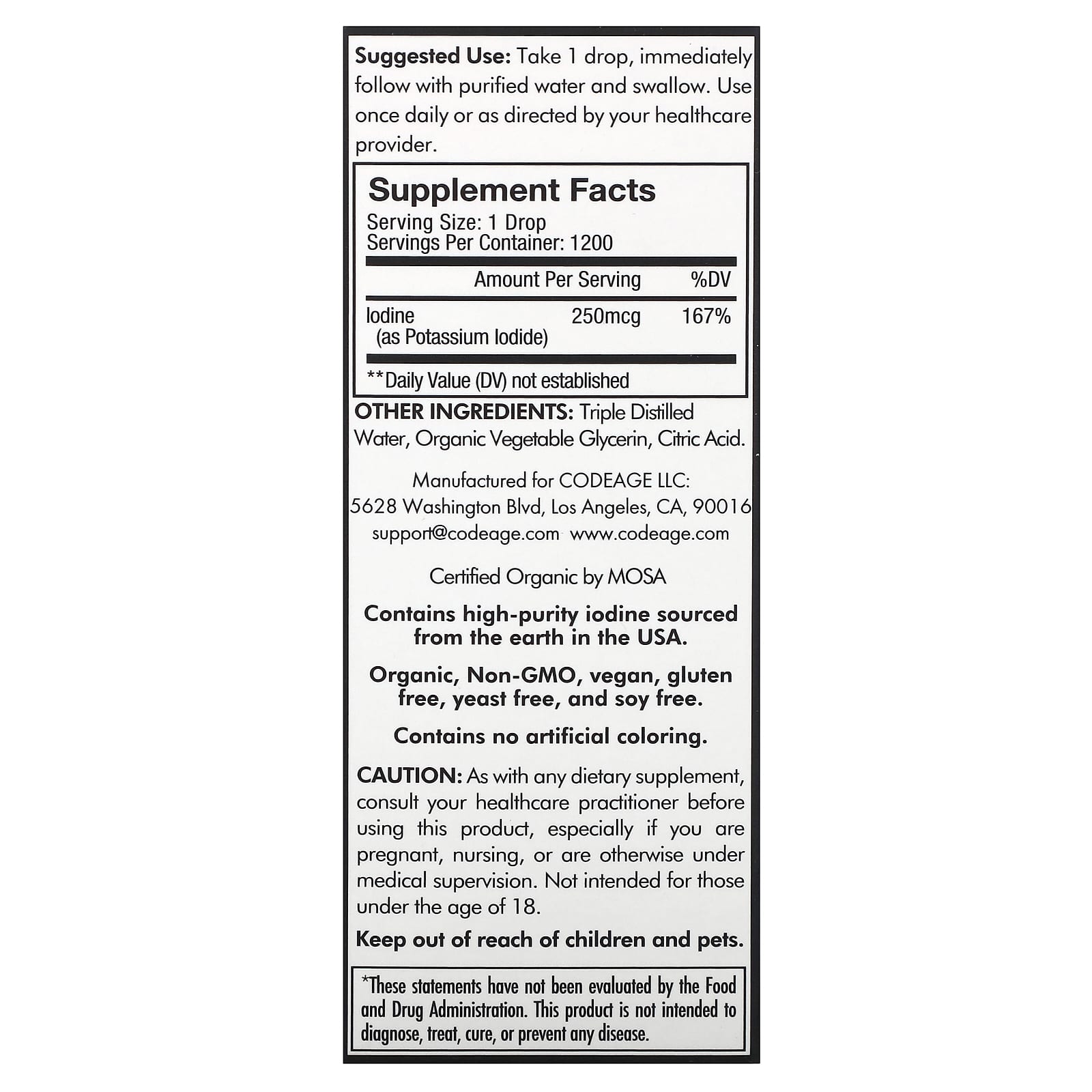 CodeAge Iodine+ - Natural Thyroid Support, 1,200 Servings - Image 2