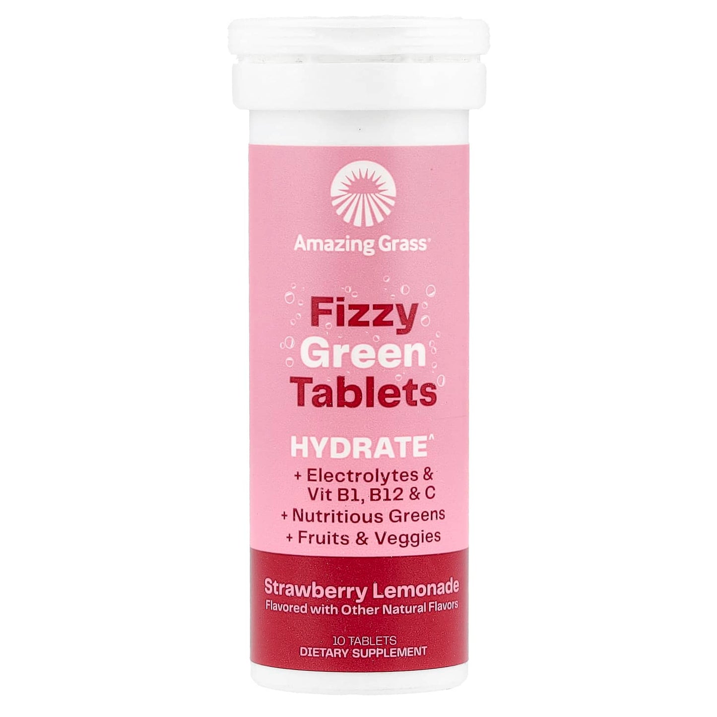 Amazing Grass Strawberry Lemonade Fizzy Greens Tablets - Electrolyte Supplement - Image 1