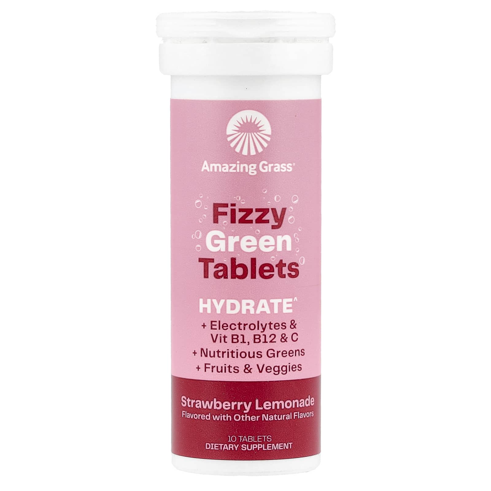 Amazing Grass Strawberry Lemonade Fizzy Greens Tablets - Electrolyte Supplement - Image 1