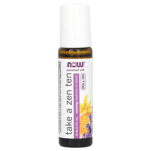 NOW Foods, Essential Oils, Roll On, Take a Zen Ten, 1/3 fl oz (10 ml) - Image 1