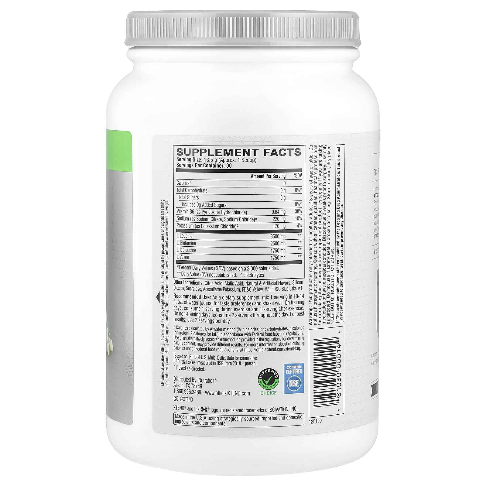 XTEND, The Original 7G BCAA, Smash Apple, 2.68 lb (1.22 kg) - Image 2