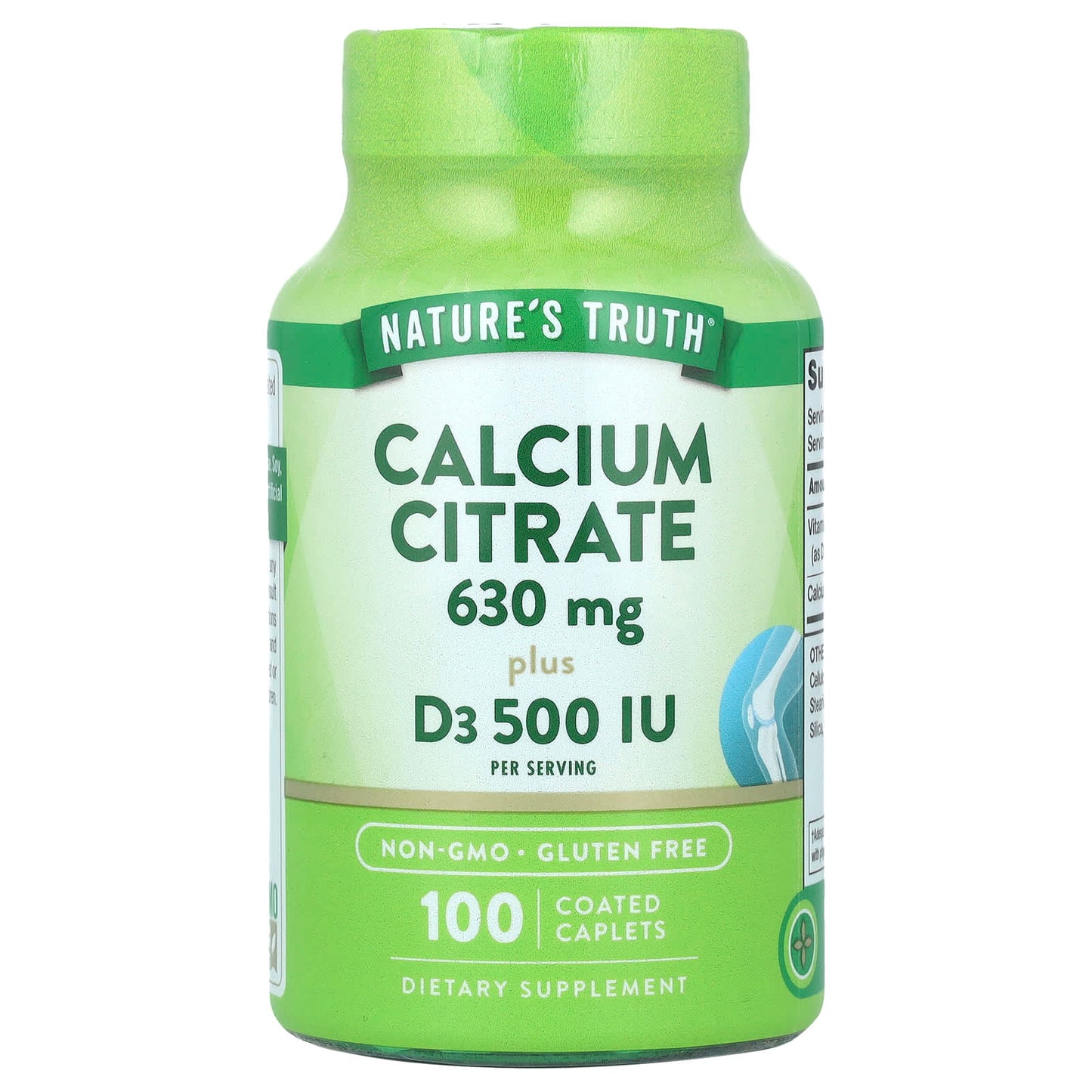 Nature's Truth, Calcium Citrate Plus D3, 100 Coated Caplets - Image 1