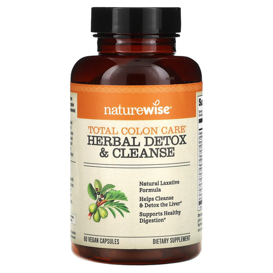 NatureWise, Total Colon Care, Herbal Detox & Cleanse, 60 Vegan Capsules - Image 1
