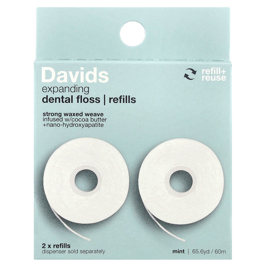Davids Mint Dental Floss Refills, 2 Pack, Expandable & Gentle - Image 1