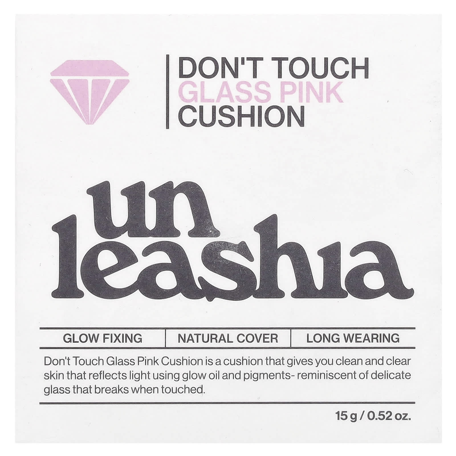 Unleashia, Don't Touch Glass Pink Cushion, SPF 50+/PA++++, 21N Hyaline, 0.52 oz (15 g) - Image 2