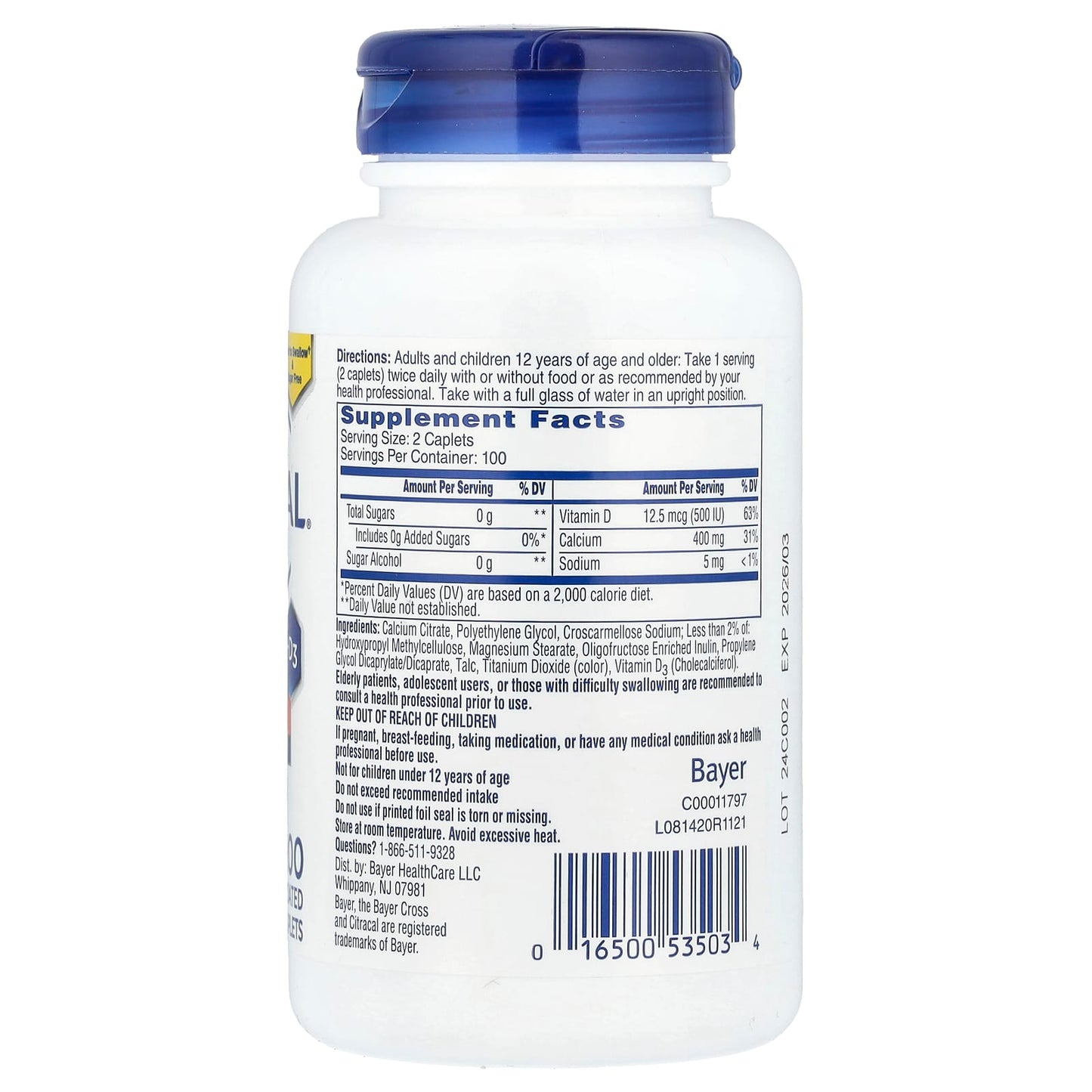 Citracal Petites Calcium Supplement with Vitamin D3, Easy to Swallow, Sugar Free - Image 2