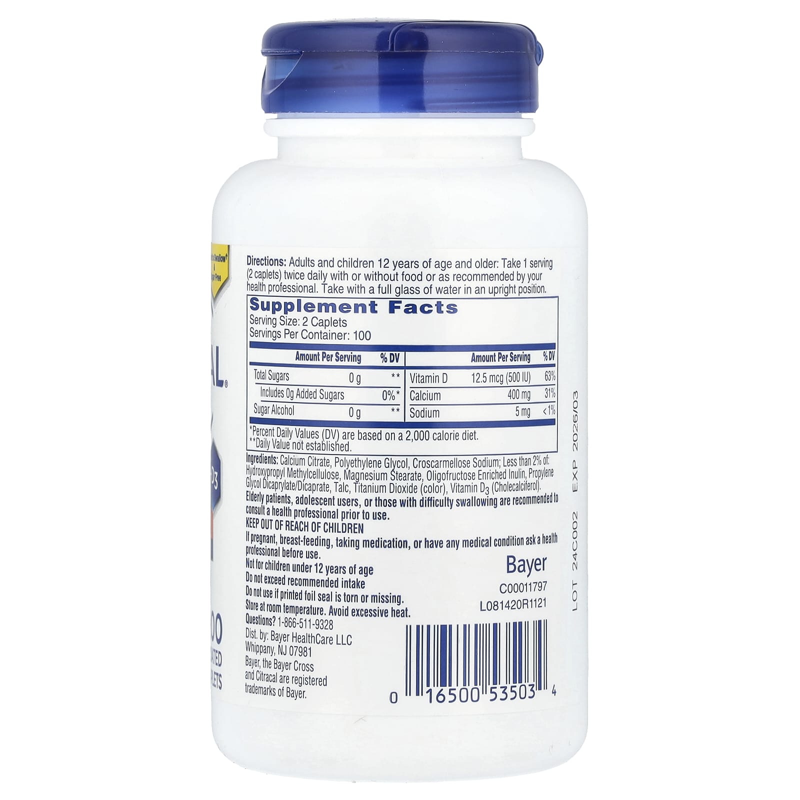 Citracal Petites Calcium Supplement with Vitamin D3, Easy to Swallow, Sugar Free - Image 2
