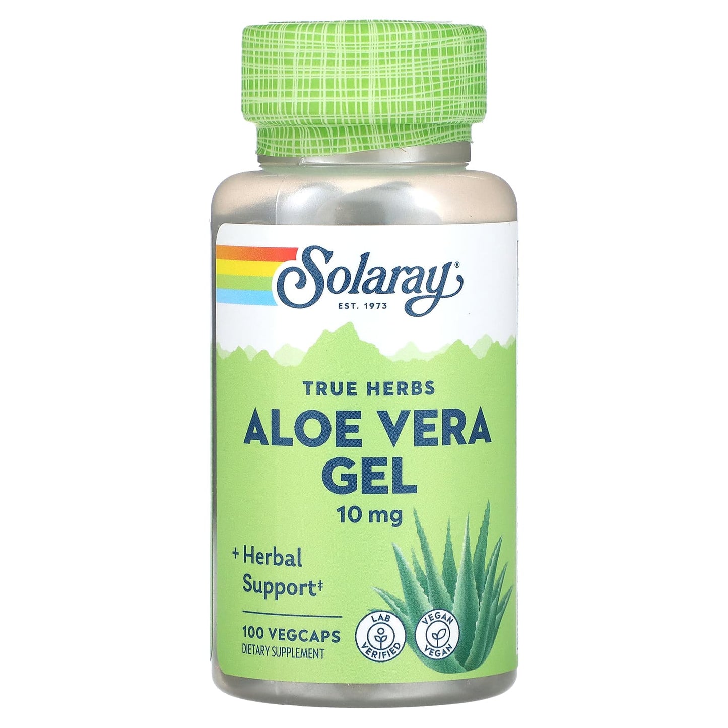 Solaray, True Herbs, Aloe Vera Gel, 10 mg, 100 VegCaps - Image 1