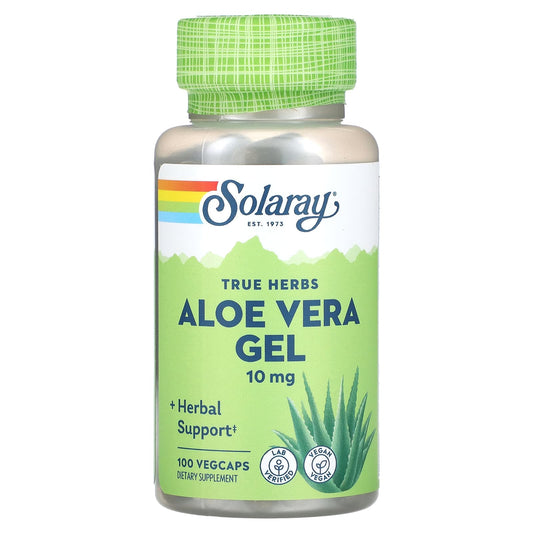 Solaray, True Herbs, Aloe Vera Gel, 10 mg, 100 VegCaps - Image 1