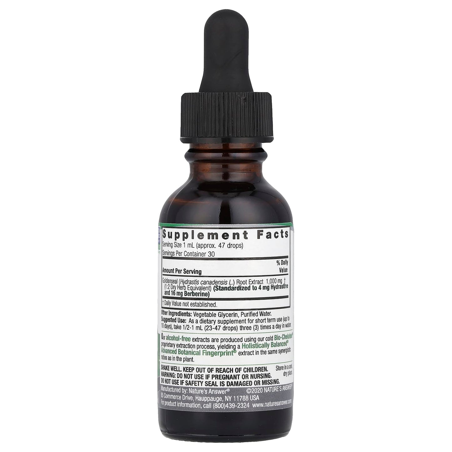 Nature's Answer, Goldenseal Root, Standardized Fluid Extract, Alcohol-Free, 1,000 mg, 1 fl oz (30 ml) - Image 2